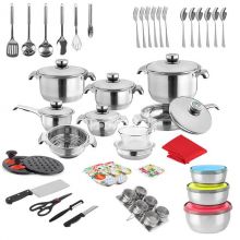eco friendly bakelite handles stainless steel kitchen pots induction cookware sets MSF-3601-60PCS COOKWARE