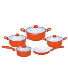 9pcs pressing aluminum cookware non-stick coating Ceramic  stir-frying wok and frying pan set