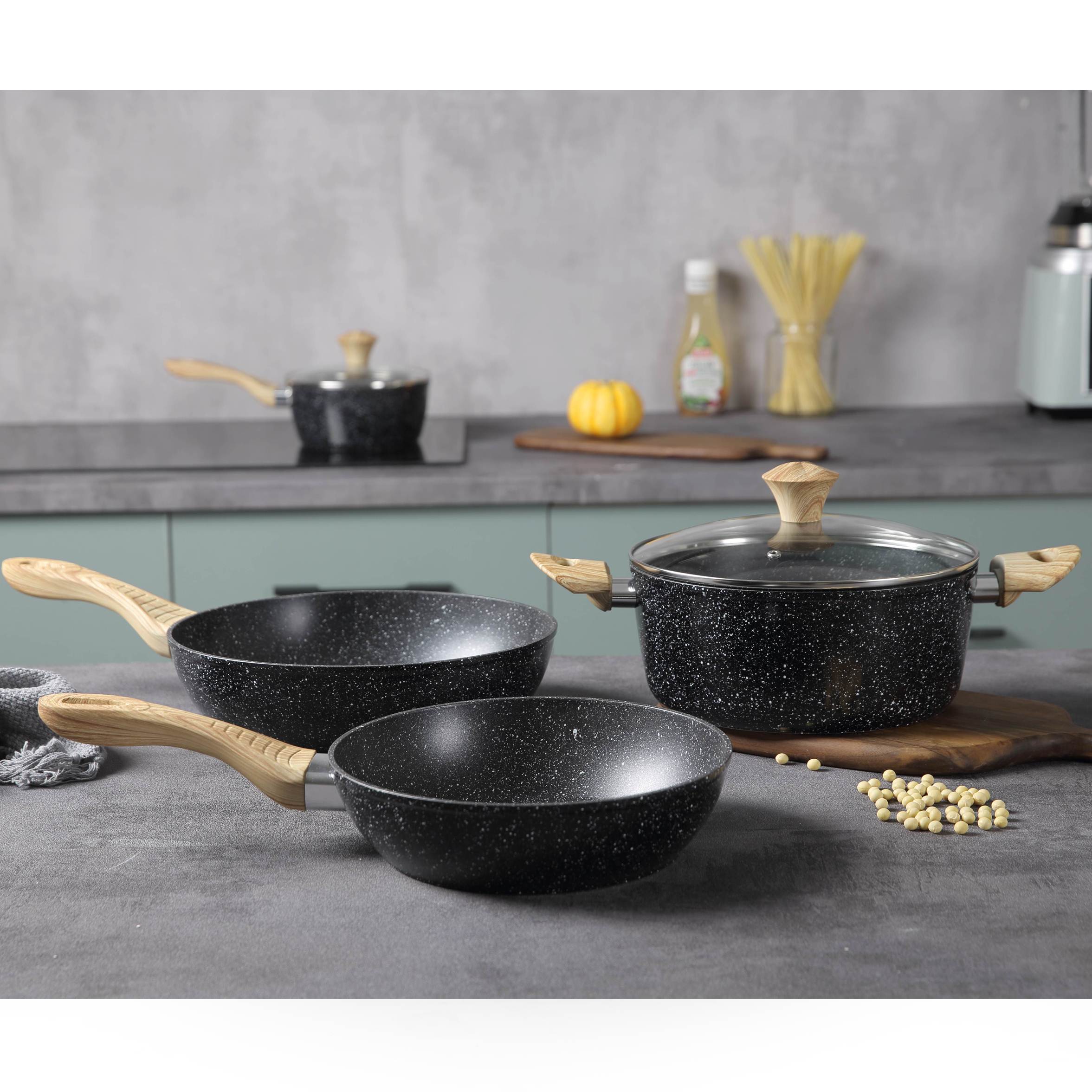 Marble Coating Forged Aluminium Non-stick Cookware Set MSF-6748
