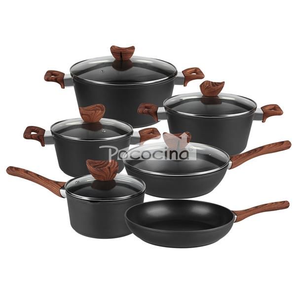LLLY Handmade Iron Pot Non-Stick Pot Cast Iron Pot Detachable Wooden Handle  Kitchen Household Cookware