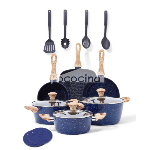 Nonstick Pots and Pans Set, Beige Granite Induction Kitchen Cookware Sets,  14 Piece Non Stick Cooking Set