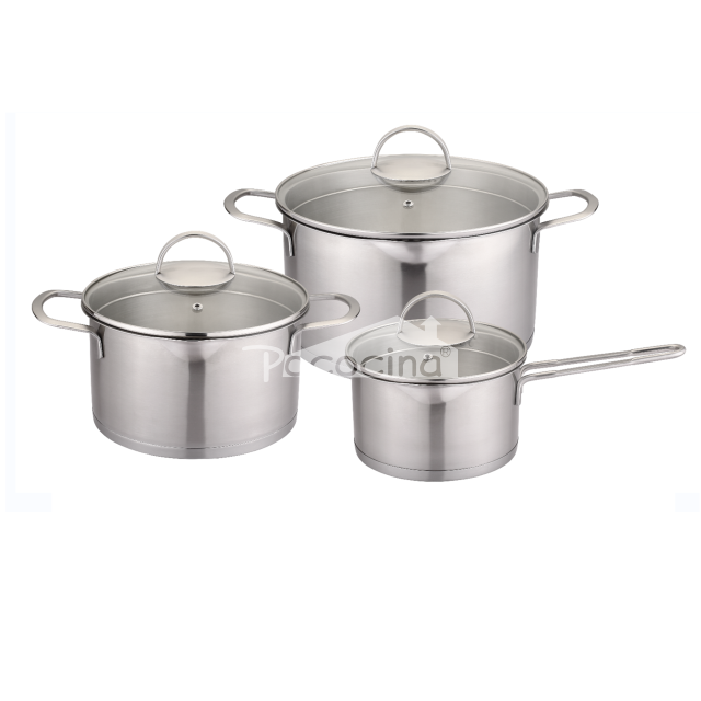 18/10 stainless steel cookware with glass strainer lid