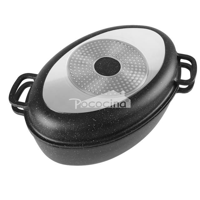 2-in-1 cast aluminium roasting pan incl. lid/pan roasting pan with 5.5 mm base thickness