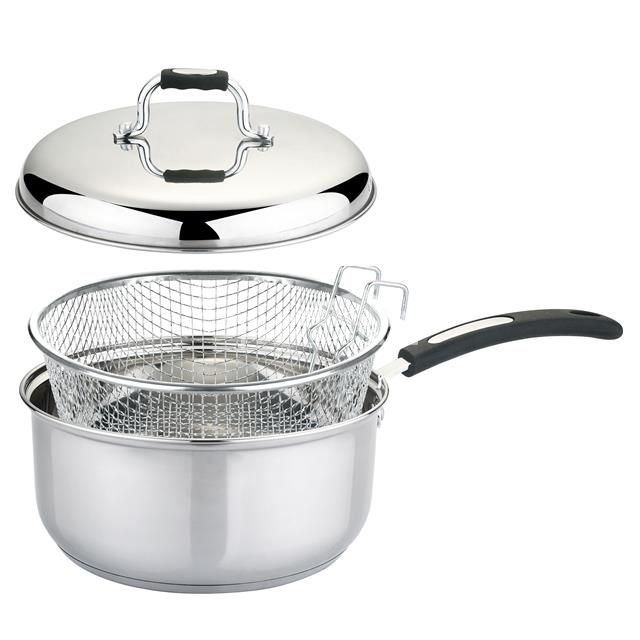4.2L Stainless Steel Chip Pan Fryer with Basket and Helper Handle 22cm 