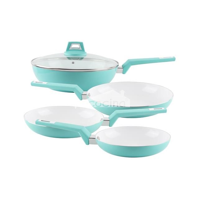 SCJ Healthy non-stick coating Ceramic  stir-frying wok and frying pan set