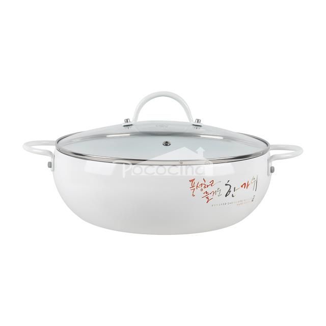 colored hot pot ceramic non-stick korean style hot pot 28cm with glass lid 2023 NEW MSF-6283